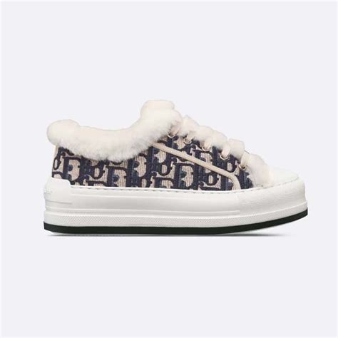 Walk'n'Dior Platform Sneaker White and Deep Blue Embroidered 